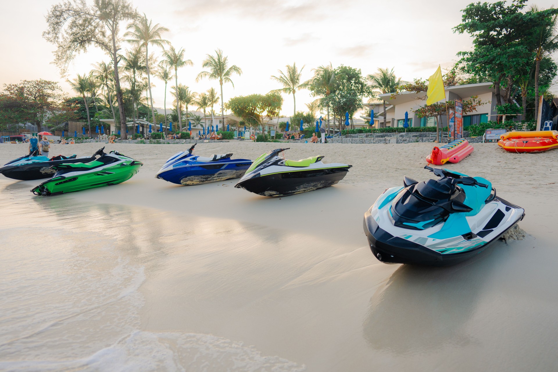 Water scooters on the tropical beach